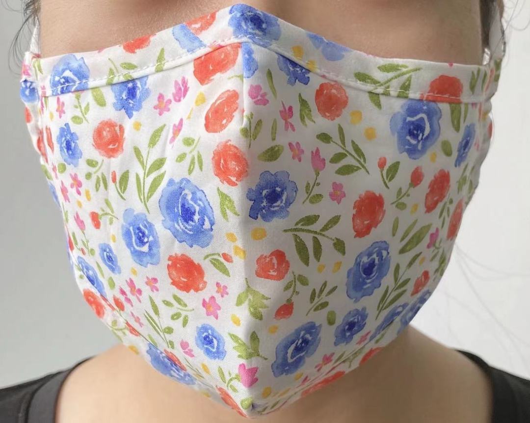 Face Mask floral ivory - 100% cotton fabric. Code: HS/MASK/FLO/IVO. image 0
